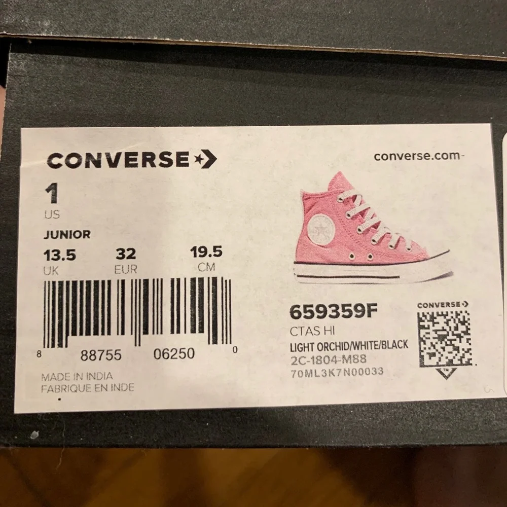 Converse CTAS pink shimmer, silver, girls sz1